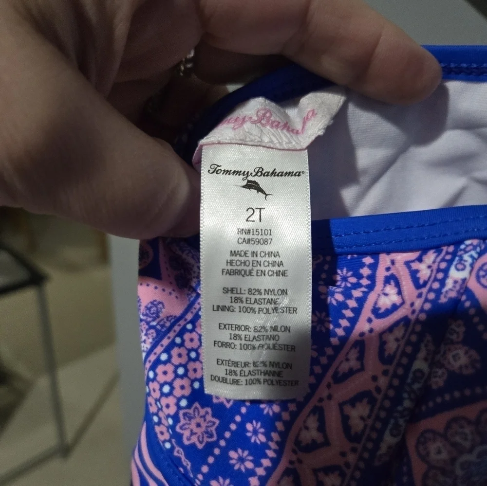 Girls Tommy Bahama Swimsuit 2T Blue Pink